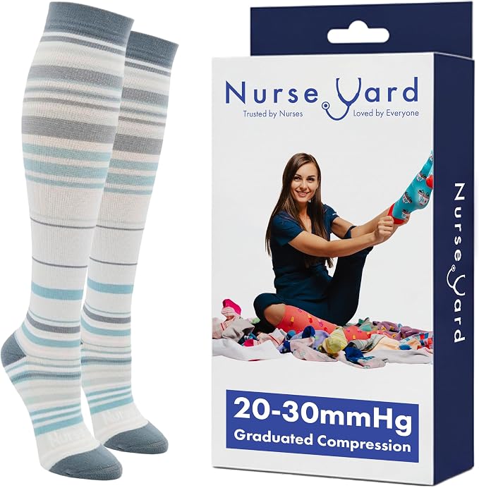 Compression Socks for Nurses - Women & Men - 20-30mmHg Graduated Compression, For Medical Staff, Athletes - 1 Pair by NurseYard