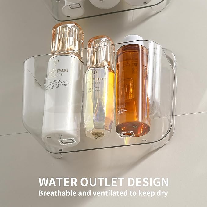 Kitchen Under Sink Cabinet Door Organizer, 4 Pack, Adhesive Clear Acrylic Wall Mount Shelf, Bathroom Makeup Storage Bins, Shower Caddy, Spice Rack, Drink Packet Sponge Dishwasher Pod Holder - Image 4