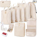 12pc Compression Packing Cubes for Suitcases, Expandable Travel Organizer Bags Set for Luggage, Lightweight Carry On Essentials, Beige by Unknown