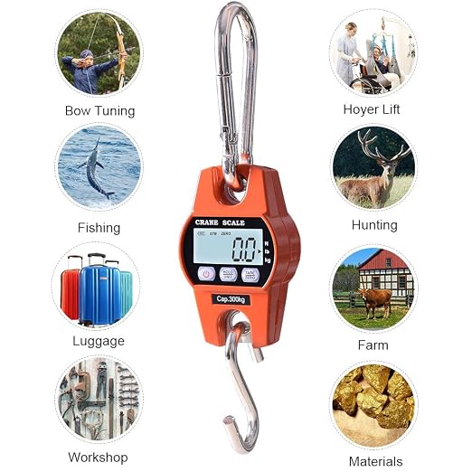 Fuzion Hanging Scale 660LB - Heavy Duty Crane Scale with Aluminum Body | Stainless Steel Hook, Hold/Tare Function, Large Display, Digital Hanging Scales for Weighing Animals, Hays, Fish, Luggage - Image 2
