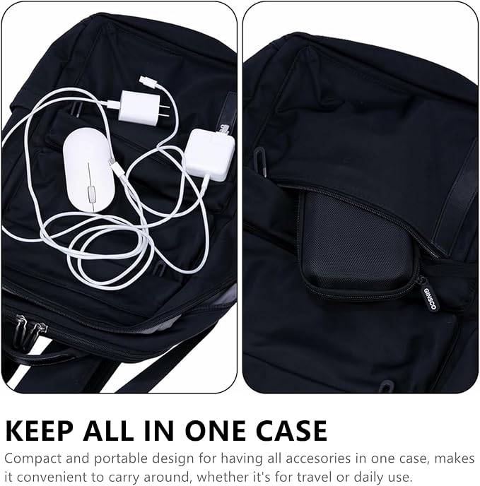 Ginsco Hard Shell Protection Case Electronic Accessories Organizer Pouch for MacBook Air/pro Adapter Chargers Cables Power Bank, for Sandisk Portable SSD Flash Disk SD Card (Black) - Image 4