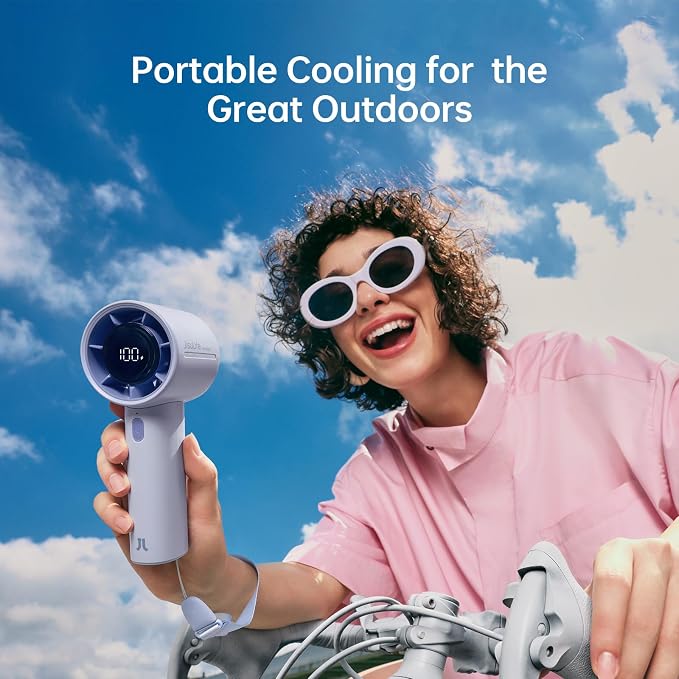 JISULIFE Life10S Portable Handheld Turbo Fan, 5000mAh Rechargeable, 5-Speed | Travel Essential for Beach, Concerts, Ultra-Quiet, 28H Max Runtime, Powerful Cool Airflow, LED Display, Gift for Women & Men - Image 9