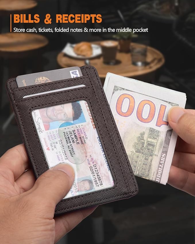 RUNBOX Slim Wallet for Men and Women, RFID Blocking Leather Card Holder | Minimalist 8-slot design fits IDs and credit cards in a thin profile for front pockets, purses, pants and travel - Image 5