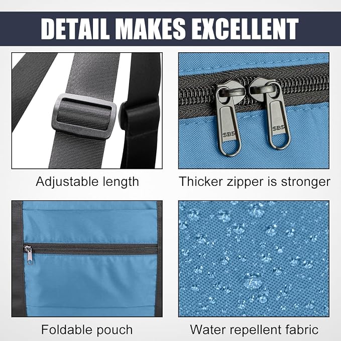 Duffle Bag for Travel Foldable Personal Item Travel Bag, 40L, Airforce Blue | Carry On Duffel Bag Women Men Frontier Airlines Personal Item Bag Hospital Weekend Overnight Trips - Image 4