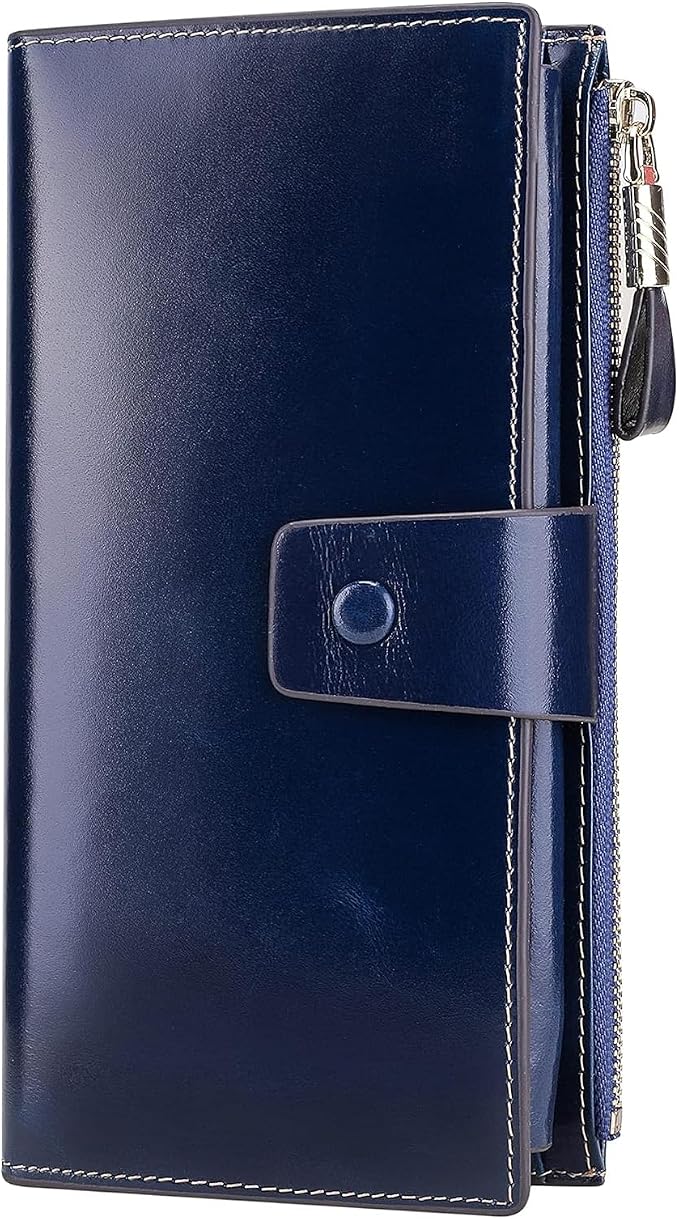 Itslife Womens RFID Blocking Large Capacity Luxury Wax Genuine Leather Wallet Clutch Card Holder by HOME
