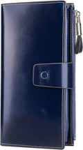 Itslife Womens RFID Blocking Large Capacity Luxury Wax Genuine Leather Wallet Clutch Card Holder by HOME