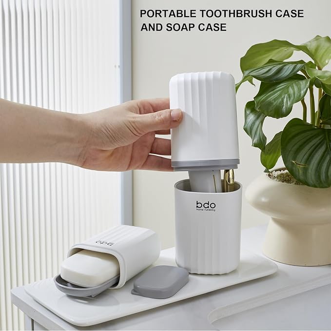 Toothbrush Travel Case & Travel Soap Holder Dish Tray Set of 2, Portable Clear Toothbrush Holders with Cover Leakproof Bar Soap Holder for Traveling School Camping Business Bathroom - Image 5