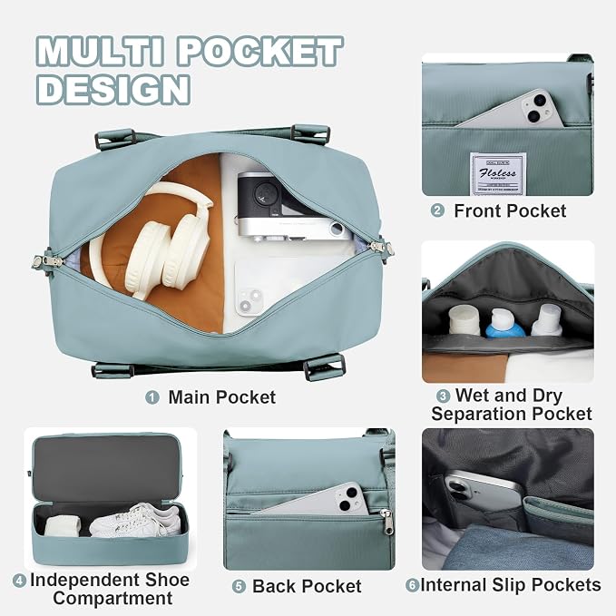 Travel Duffel Bag, Sports Tote Gym Bag, Shoulder Weekender Overnight Bag for Women - Image 6