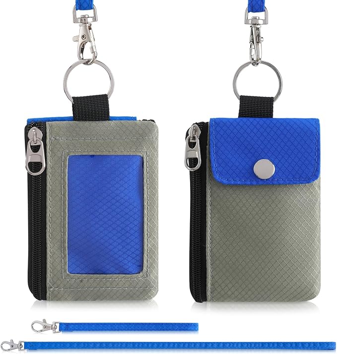 Artpaxy Minimalist Wallet For Mens Womens, Keychain RFID Blocking Zipper Small Wallet with ID Window 2 Lanyards,Water Resistant Travel Cash Card Coin Case Boys Girls - Image 7