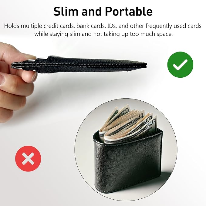 Slim Minimalist RFID Blocking Leather Wallet for Men and Women – Front Pocket Wallet, Compact and Stylish - Image 6