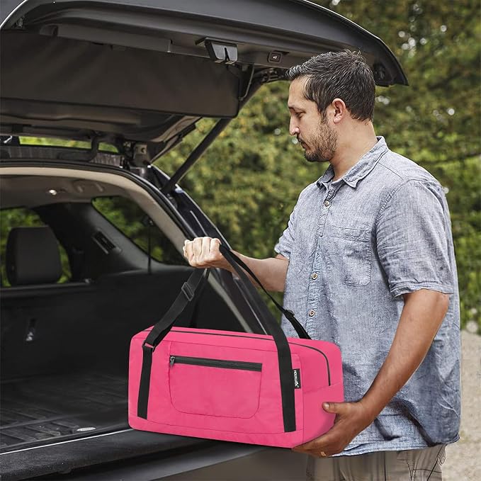 HOLYLUCK Foldable Travel Duffel Bag For Women & Men Luggage Great for Gym - pink - Image 6
