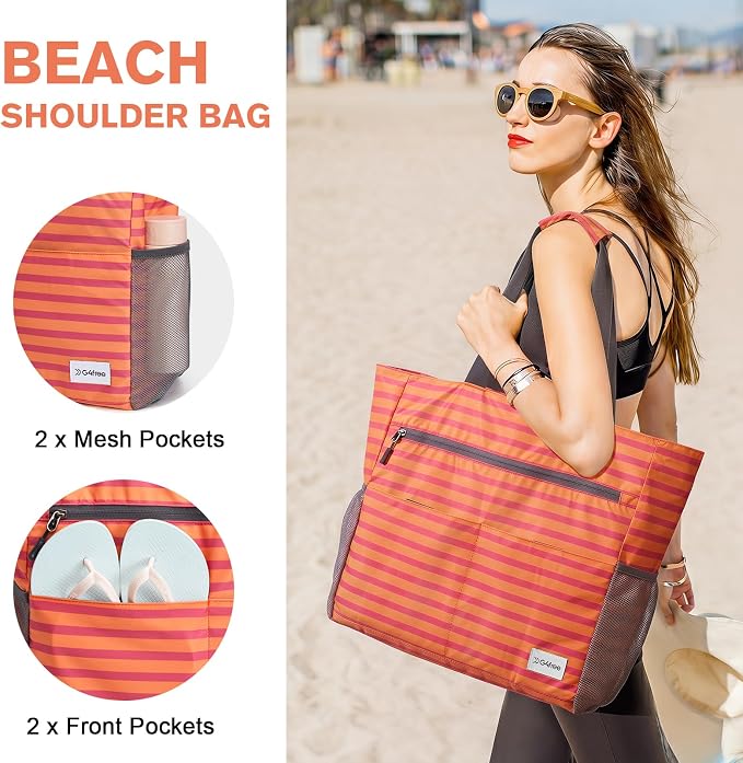 G4Free Beach Bag, Waterproof Sandproof Beach Tote Bag, Large Capacity Foldable for Women - Image 4