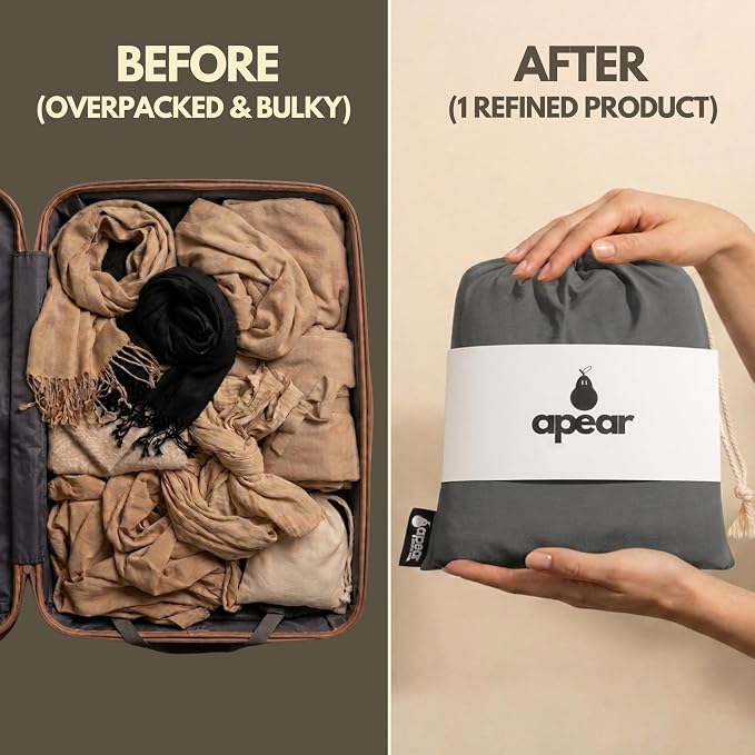 16-in-1 Compact Travel Blanket with Bag – Reversible, Ultra Soft Bamboo Airplane Blanket with Hidden Pocket – Packable for Flights & Travel Essentials (Semi-Weighted, Double Layer) - Image 4