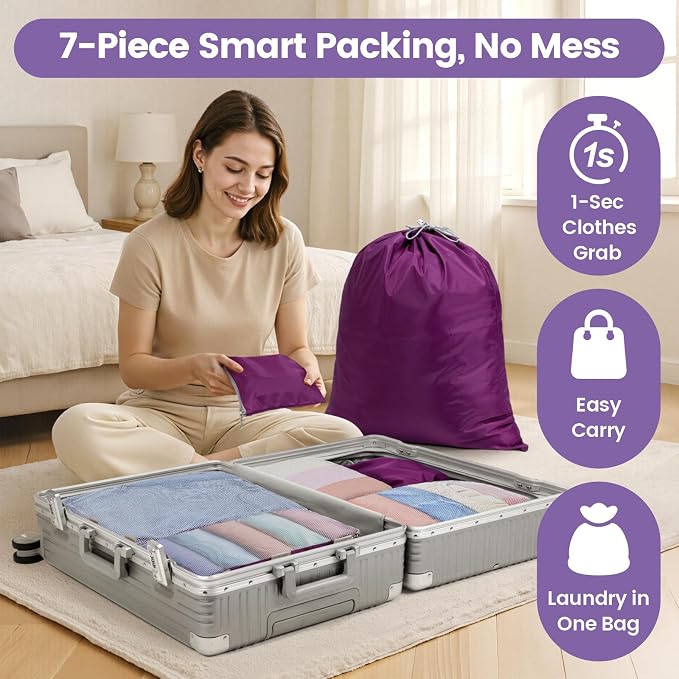 Cambond Compression Packing Cubes for Travel - Luggage Suitcase Organizer | Compression Zip Design for Space-saving, Expandable, Lightweight, Keep Clothes Sorted, Luggage Space Tidy, Carry on Pack Fast - Image 2