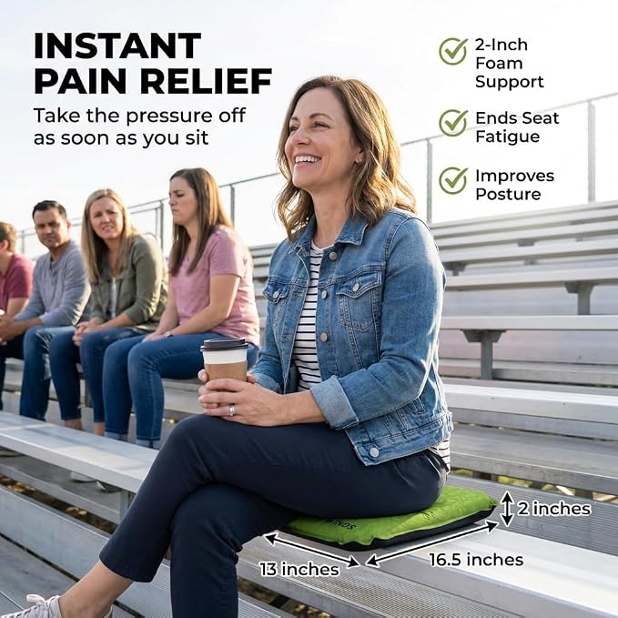 Whispering Winds Inflatable Seat Cushion | Comfortable & Packable Blow-up Foam Pad for Airplane Travel, Stadium Outdoors, Camping, Car & More - Image 2