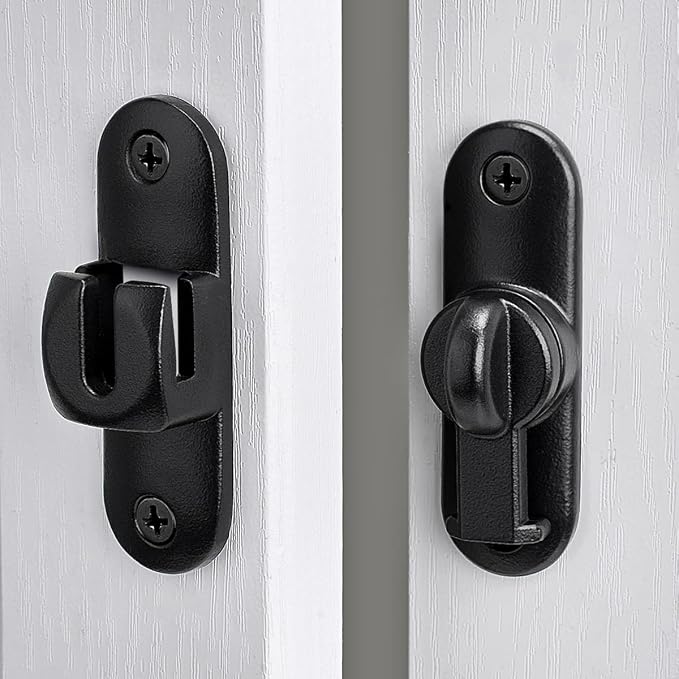 Matte Black 90/180 Degree Sliding Door Latches,Zinc Alloy Flip Latch | Barn Door Latch,Cabinet Lock,Right Angle Door Lock,for bedroom,cabinet,drawer,Gardens,Wine Cabinet,garage,window,Pet Cage - Image 6
