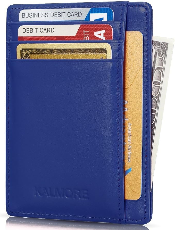 KALMORE Genuine Leather Front Pocket Slim Wallet Credit Card Holder with ID Window by KALMORE