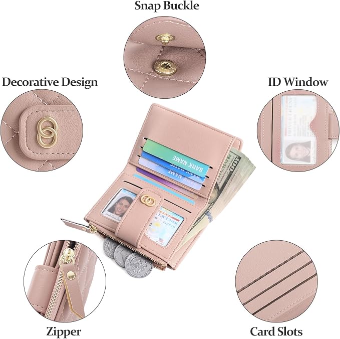 GAEKEAO Small Wallet for Women Slim Bifold Leather Credit Card Holder Wallets Zipper Pocket Coin Purse with ID Window - Image 6