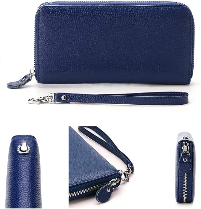 Moflycom Womens Wallet RFID Blocking Genuine Leather Zip Around Wallet Clutch Wristlet Travel Long Purse for Women - Image 3