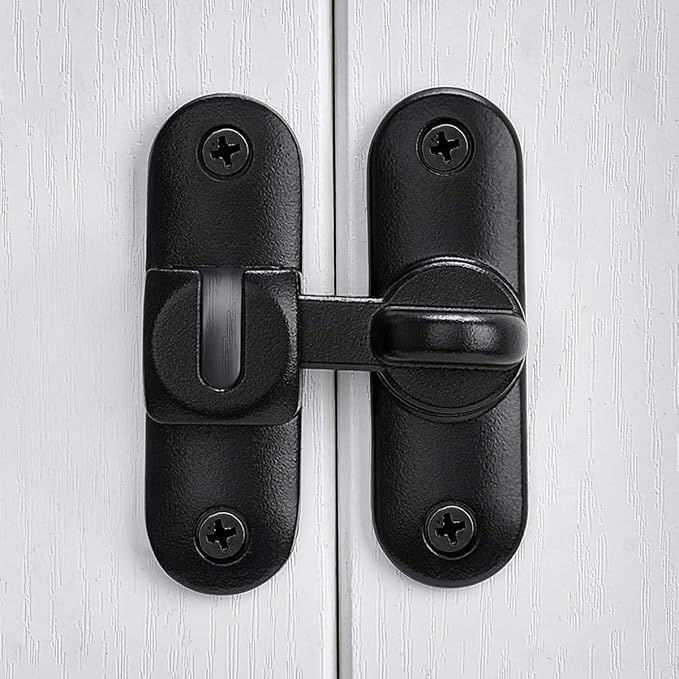 2 Pcs Matte Black 90/180 Degree Sliding Door Latches,Zinc Alloy Flip Latch | Barn Door Latch,Cabinet Lock,Right Angle Door Lock,for bedroom,cabinet,drawer,Gardens,Wine Cabinet,garage,window,Pet Cage - Image 5