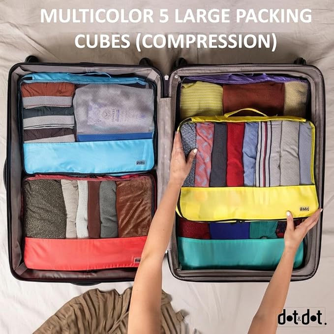 Large Packing Cubes for Travel - 5pc Packing Cubes for Suitcases - Lightweight Luggage Organizer Bags (Compression) - Image 7