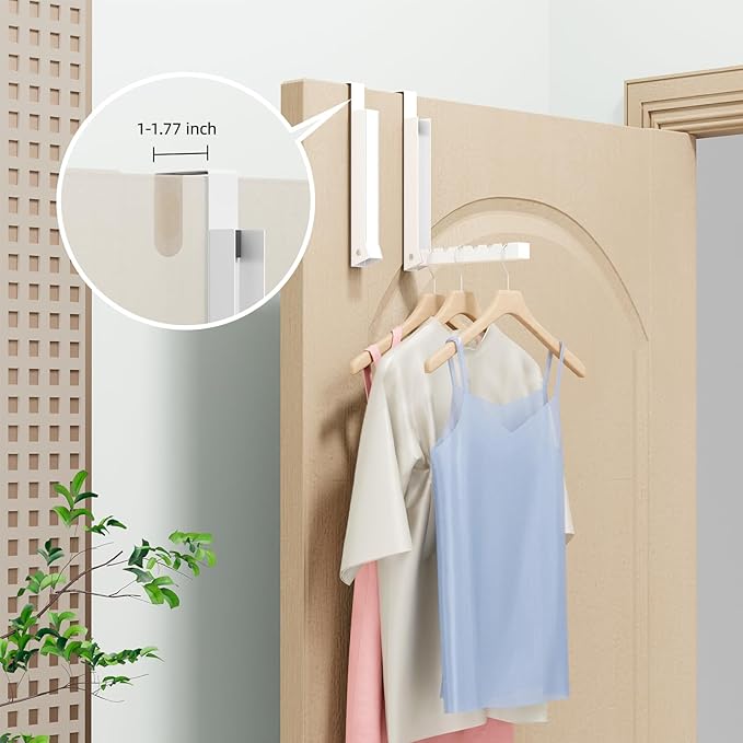 Over the Door Hook, Door Hooks for Hanging Towels, Bags,Coats,Umbrellas, Mirrors, Over Door Dual-Hook, Suitable for Bathrooms, Bedrooms, Laundry Rooms, Kitchens, Storage Rooms (White-4-BK) - Image 4