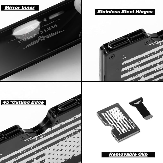 Lenvoten Upgraded Hinged Minimalist Wallet for Men, RFID Blocking Wallet | Slim Metal Aluminum, Credit Card Holder, Money Clip Holds 20 Cards, Premium Scratch-Resistant Finish, Ideal Gift for Men - Image 9