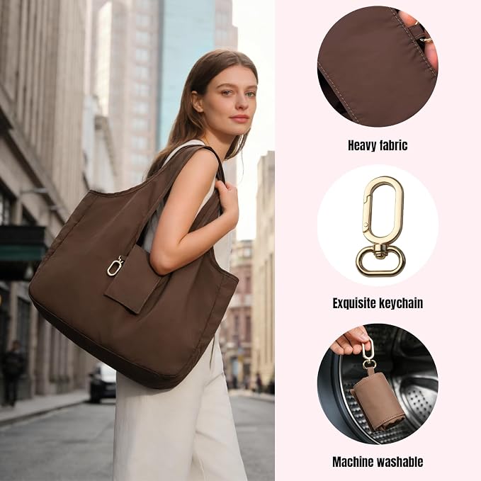 Foldable Keychain Tote Bag for Women,Reusable Mini Travel Grocery Bags | Waterproof Packable Handbag with Key Ring for Daily - Image 5