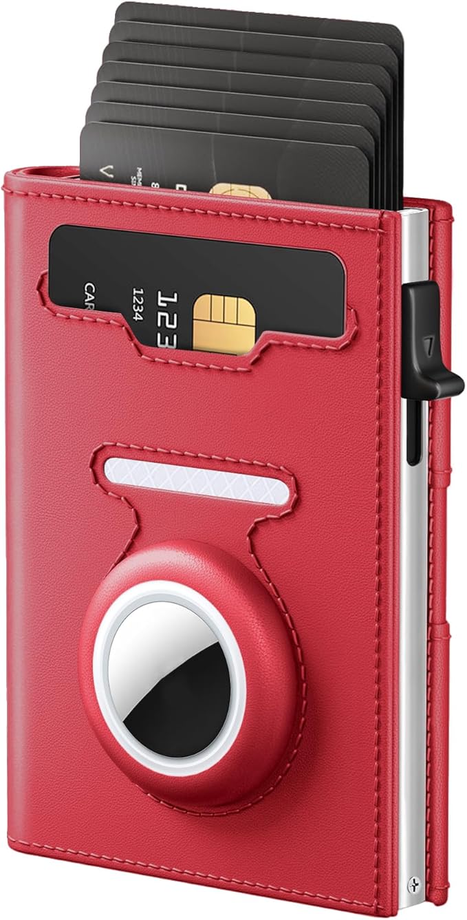 Slim Wallet Women for Air tag - RFID Blocking Small Compact Travel Credit Card Holder Wallet for Women, Smart Pop up Minimalist Card Case, Capacity 10+ Cards, Cash Slot, ID Window by vastscenery