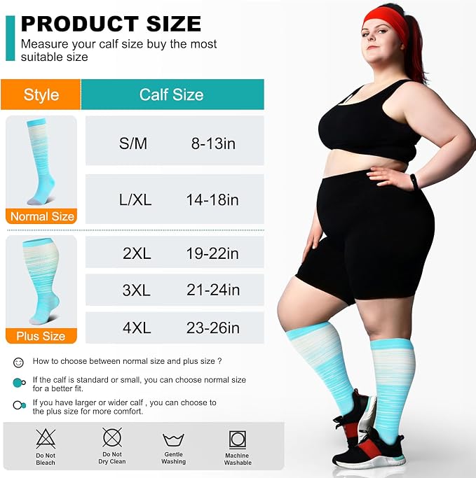 Genovega 3 Packs Wide Calf Compression Socks for Women Men Knee Hight S/M-4XL for Gifts - Image 7