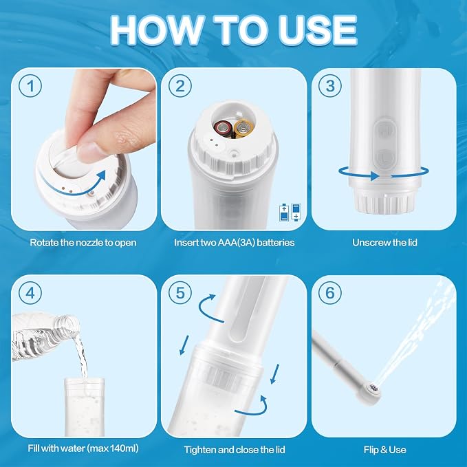Portable Bidet for Travel 140mL Nozzle 180° Adjustment IPX6 Electric Handheld Bidet for Personal Hygiene Cleaning, Baby Wash, Postnatal Care, Perineal & Hemorrhoid Treatment(AM-US-NHJ001E) - Image 5