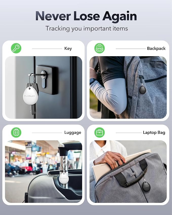 Air Tracker Tags-4 Pack for Apple Find My, iOS Only, Official MFi Certified | Mini Bluetooth Key Finder locator with sound, Travel Cruise Essential, Smart Luggage tracker for iPhone, Suitcases, Backpack - Image 4