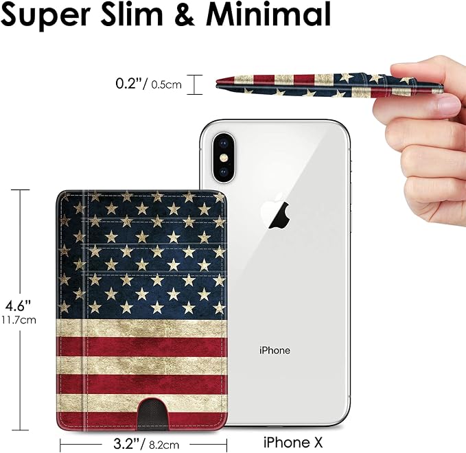 FINTIE Slim Front Pocket Wallet, RFID Blocking Credit Card Holder | Minimalist Card Cases with ID Window for Men Women, US-Flag - Image 7