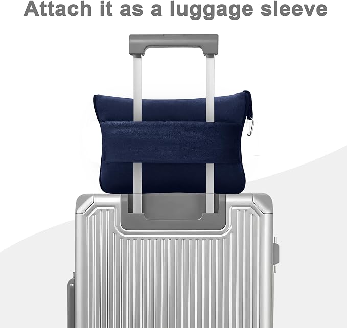 Travel Blanket and Pillow Compact, Premium Soft 2 in 1 Airplane Blanket with Soft Bag Pillowcase，Hand Luggage Sleeve and Backpack Clip (Navy) - Image 5