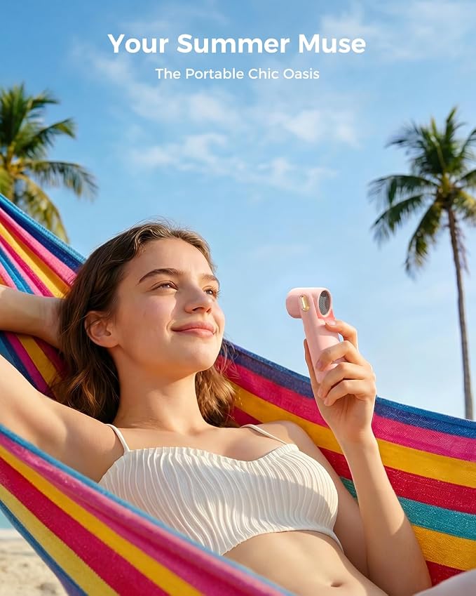 SWEETFULL Portable Mini Handheld Fan - 4.9 Inch Rechargeable Personal Turbo Hand Fan with 5 Speeds, 17000RPM, 315° Adjustable, Pocket Fans for Makeup & Lash, Travel Essentials, Gifts for Women (Pink) - Image 7