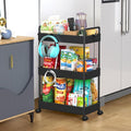 SOLEJAZZ 3 Tier Slim Rolling Storage Cart Organizer with Wheels, Black | Utility cart for bathroom, laundry, bedside, dorm&narrow spaces. Fits craft, nail, makeup, snack, art, diaper&baby essentials by SOLEJAZZ