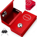 Reallnaive 1 Pack Metal Box for Gamblers Pocket Sized Winner Bank Casino Cash Box with 2 Keys Portable Casino Money Safe strongbox for Cash Saving Go Home Money Gifts(Red,Classic) by Reallnaive