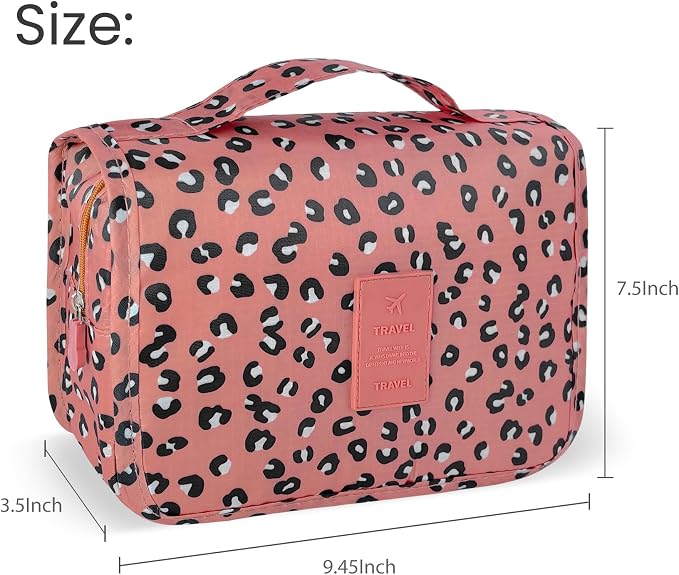 Lcsmaokin Large Capacity Toiletry Bag Travel Bag with Hanging Hook for Men and Women Waterproof Travel Cosmetic Bag Bathroom Storage Bag for Brushes Set,Full-Sized Shampoo,Accessories-Pink Smile - Image 4