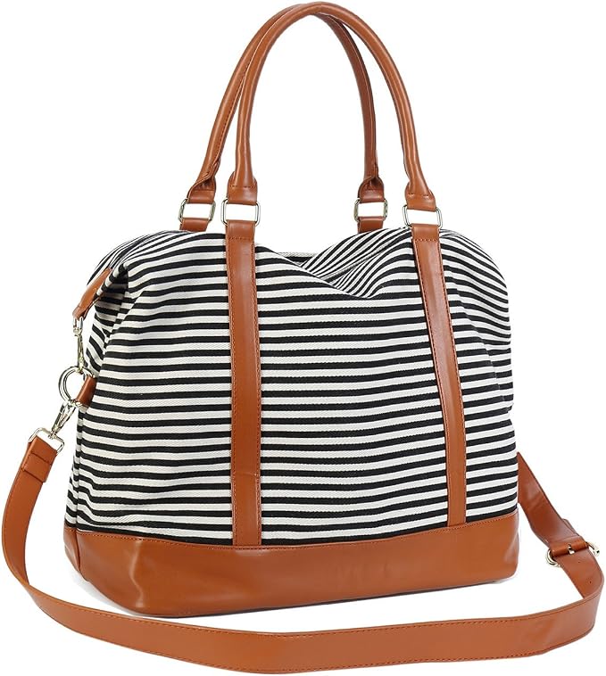 Bluboon Travel Tote Bags with Zipper Ladies Canvas Bag Weekender Overnight Bag for Women Carry on Duffel Bag Trolley Sleeve - Image 8