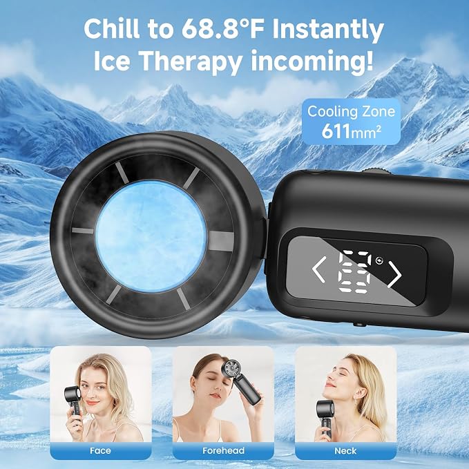 Portable Handheld Turbo Fan, 1-100 Gear Wind, Battery Operated, Up to 23 Working Hours, 3 IN 1 Personal Fan with Air Turbo Tech, Cooling Essentials for Indoor/Outdoor (Metallic Glossy Black) - Image 2