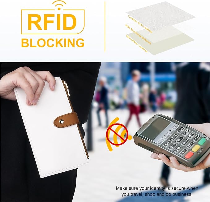 Travelambo RFID Wallet Women Large Size Bifold Multi Card Wallet Case with Zipper Pocke Credit Card Holder for Women - Image 4