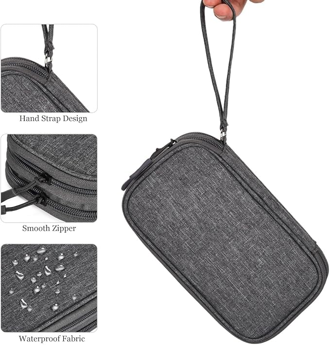 Electronic Organizer Travel Cable Accessories Bag, Electronic Organizer Case, Waterproof Electronic Accessories Organizer Bag for Power Bank, Charging Cords, USB Cable (Dark Gray) - Image 6