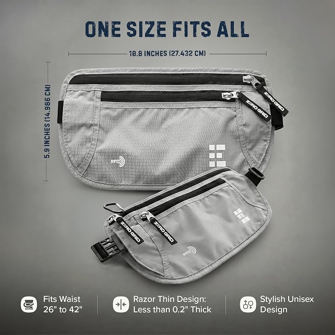 Money Belt for Secure Travel - RFID Blocking Slim Passport Holder - Hidden Waist Pouch for Cash, Credit Cards, Documents - Concealable Under Clothes, Water-Resistant Slim Fanny Pack for Men and Women - Image 4