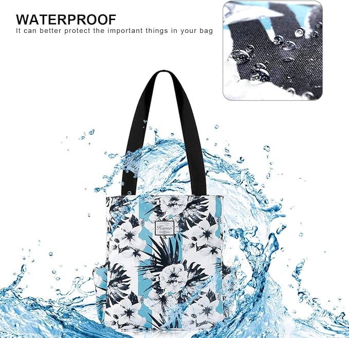 KAMO Floral Tote Bag - Waterproof Lightweight Handbags Travel Shoulder Bag for Hiking Yoga Gym Swimming Travel Beach - Image 6