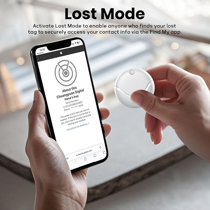 Air Tracker Tags-4 Pack White, Bluetooth Tracker Works with Apple Find My (iOS Only), Smart Tag with Lanyard, Item Finder for Luggage, Key, Suitcases, Replaceable Battery, IP67 Waterproof Tracking Tag - Image 5
