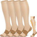 ACTINPUT Copper Compression Socks Men & Women 4 Pairs,Best Support for Nurses,Running,FLying,Athletic by ACTINPUT