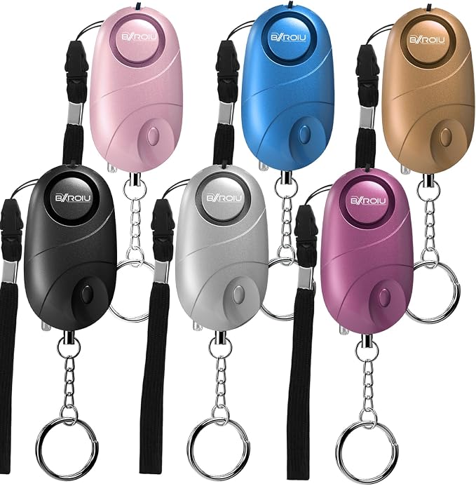 6Pack Personal Alarm Siren Emergency Self Defense Security with LED Lights Safety Alarm for Women Kids and Elders(Multicolored) | Loud Keychain Emergency Alarm with LED Light, Portable Safety Siren for Walking, Travel, Jogging & Night Safety by Batterystringlights