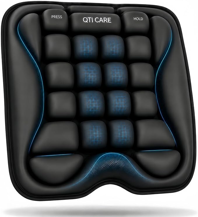 Airplane Seat Cushion, Air-Cell Travel Cushion for Long Flights, Inflatable Portable Seat Pad with Built-in Pump for Air Travel, Car, Office Chair and Wheelchair by TravelCushionsforLongFlights