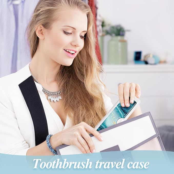 Toothbrush Travel Case - Colorful Pattern, Holder and Covers for Toothbrushes, Includes Tongue Scraper Case - Image 7