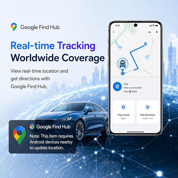 GPS Tracker for Vehicles,Magnetic Waterproof Car Tracker, No Monthly fees, Mini Portable GPS Tracker for Cars, Trucks, Motorcycle, Anti-Theft（Android Only） - Image 3